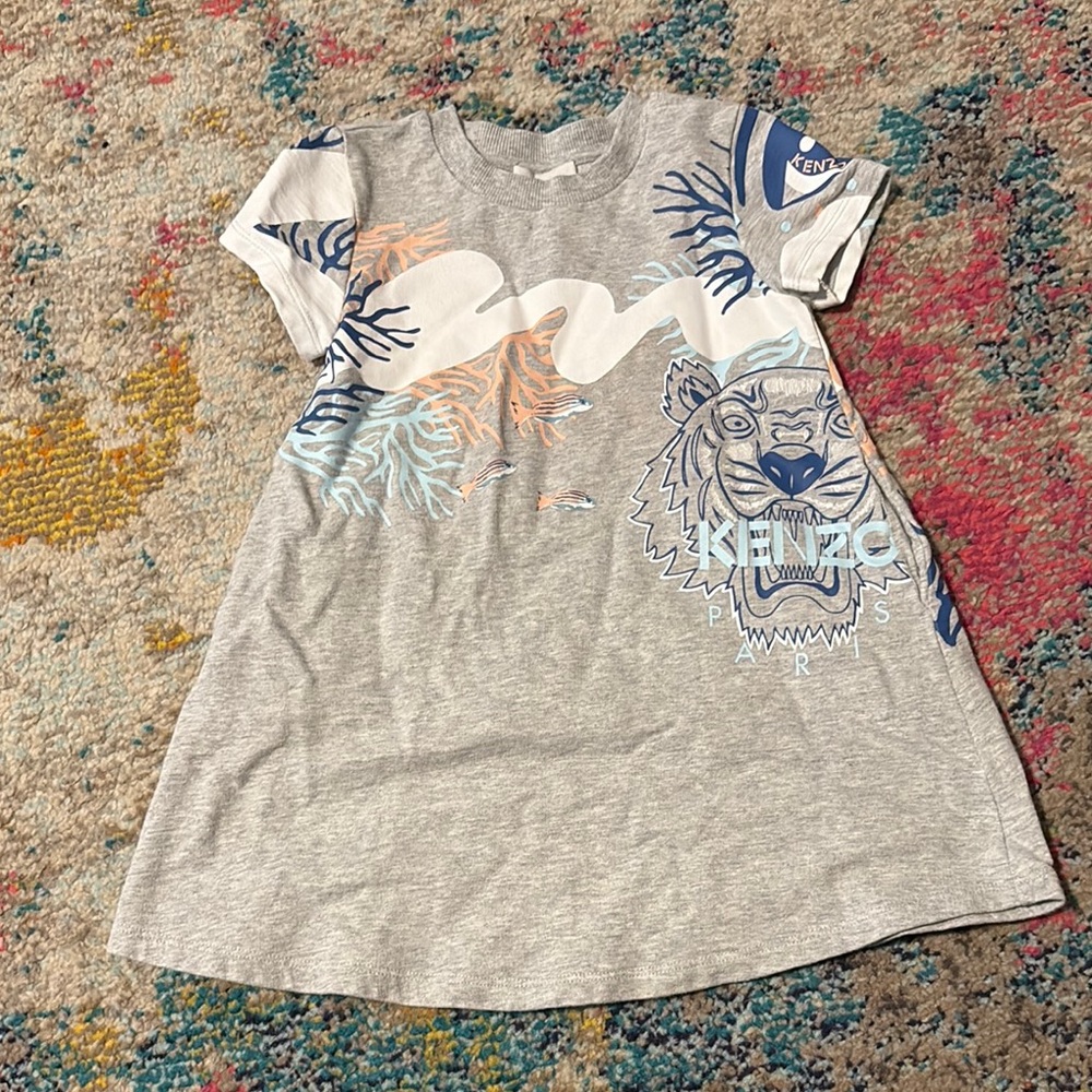 Kenzo Kids Gray Dress with Blue and Orange Design